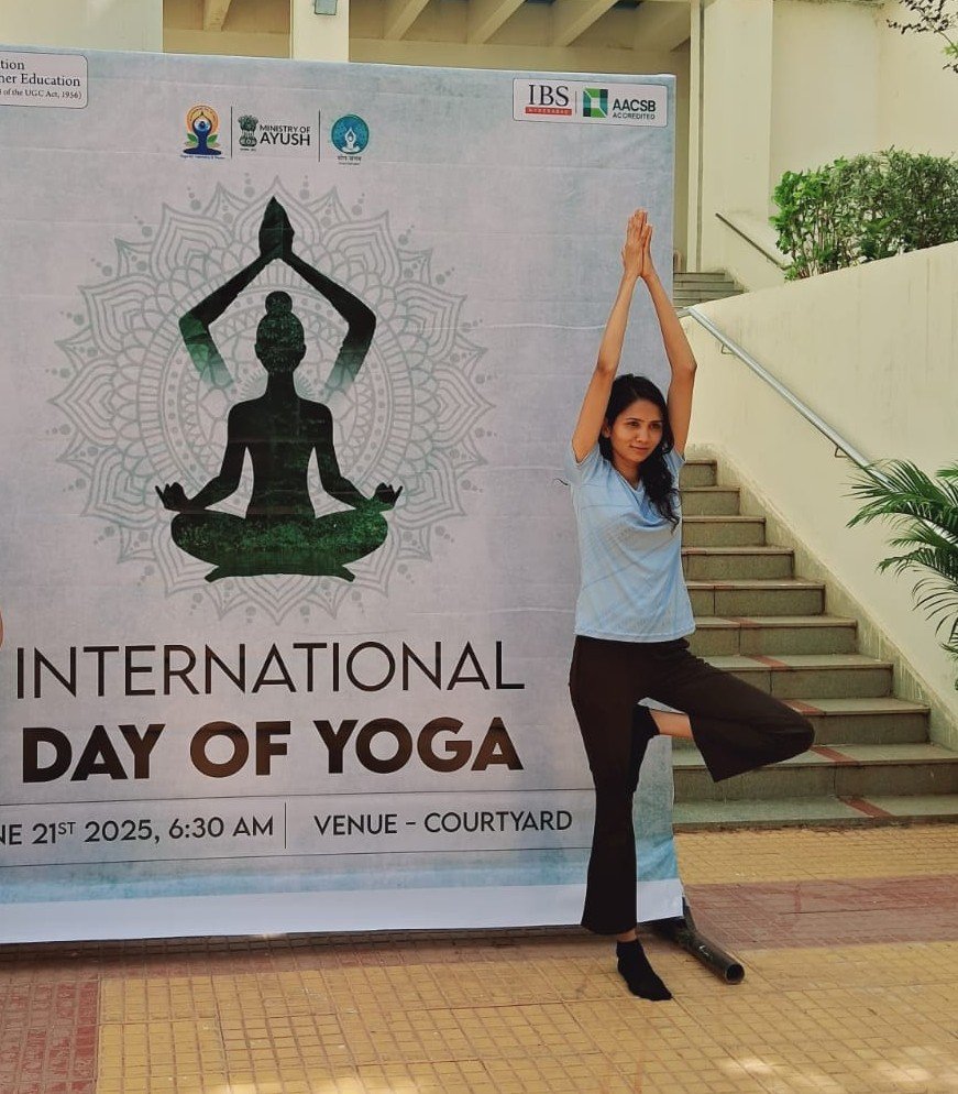 International Day of Yoga celebration with Asma Begum performing Tree Pose